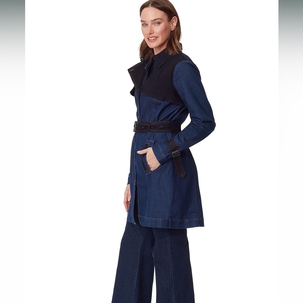 Christian Siriano x Gloria Vanderbilt Women's Storm Shield Demin Trench size 10